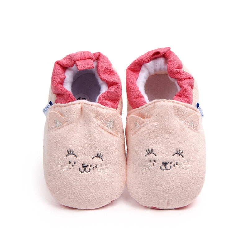 Zapatillas de invierno cálidas de algodón para bebés y niñas con dibujos de zorros, para primeros pasos