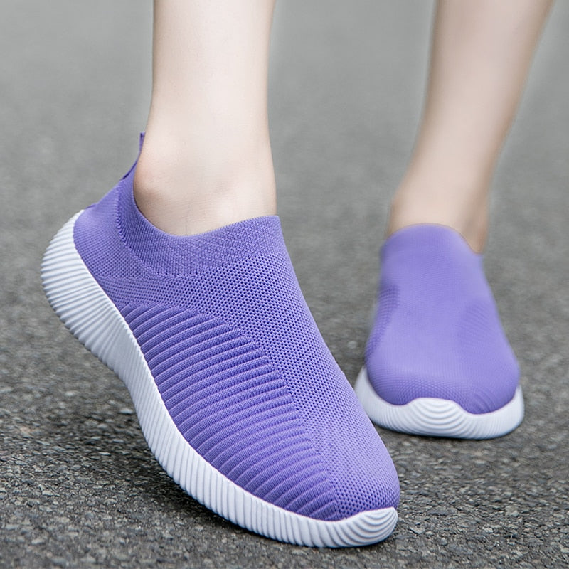 Rimocy Plus Size 43 Breathable Mesh Platform Sneakers Women Slip on Soft Ladies Casual Running Shoes Woman Knit Sock Shoes Flats